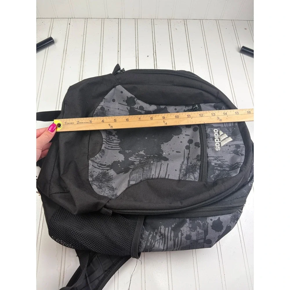 Adidas Unisex Black Gray Graphic Backpack Bookbag Laptop Travel School Bag